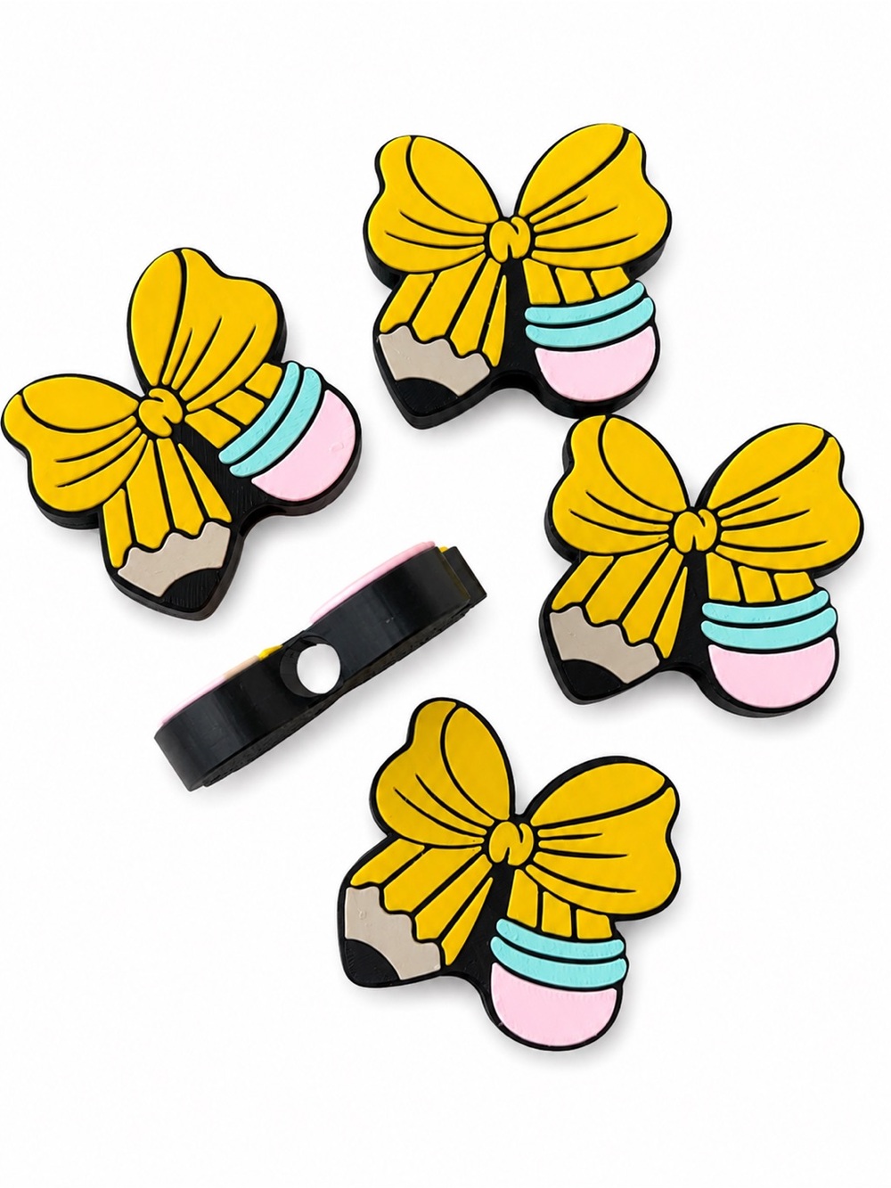 Yellow Bow Pencil Shoe Charms for Kids, price for each